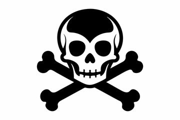 crossbones and skull line art silhouette vector illustration