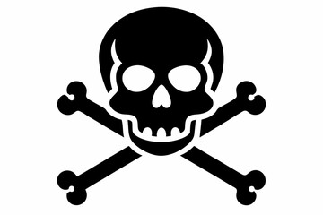 crossbones and skull line art silhouette vector illustration