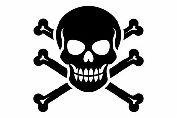 crossbones and skull line art silhouette vector illustration