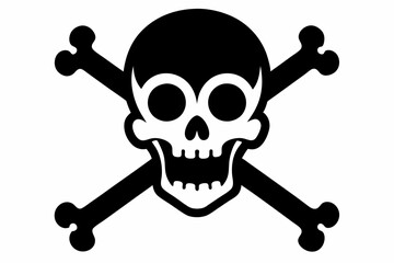 crossbones and skull line art silhouette vector illustration