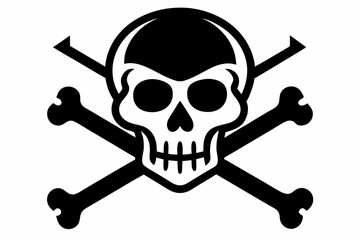 crossbones and skull line art silhouette vector illustration