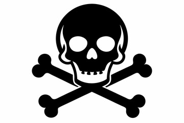 crossbones and skull line art silhouette vector illustration