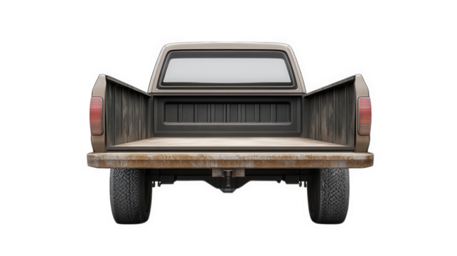 Rear View Of A Rusted Brown Pickup Truck