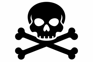 crossbones and skull line art silhouette vector illustration