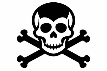 crossbones and skull line art silhouette vector illustration