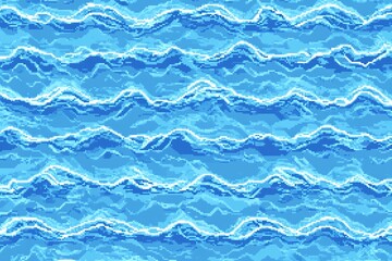 Obraz premium pixel texture featuring tiny blue water waves with soft motion evoking look of vintage video games