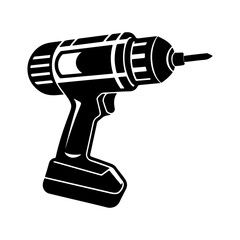 drill machine silhouette, black and white silhouette, vector and&nbsp;illustration