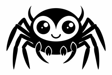 cute spider line art silhouette vector illustration