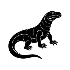lizard silhouette, black and white silhouette, vector and illustration