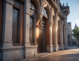 Obraz premium Multiple light leaks overlay on architectural details, facade, close-up, urban