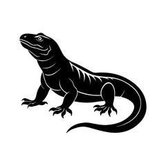 lizard silhouette, black and white silhouette, vector and illustration