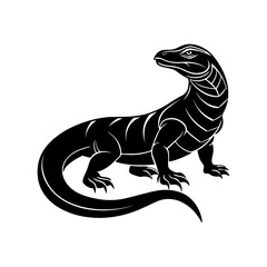 lizard silhouette, black and white silhouette, vector and illustration