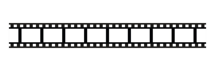 Film reel vector illustration. Film strip frame. Cinema tape. Movie long film strip isolated on white background. Film strip template. movie posters and photographic albums. Old white and black strip