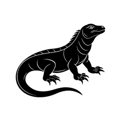 lizard silhouette, black and white silhouette, vector and illustration