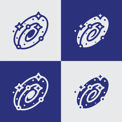 Galaxy line and glyph icon. Simple Orbit and Galaxy Icon. Galaxy Icon. Minimalist Planetary Symbol with Rings and Stars. Astronomy Icon Set. Educational and Tech Designs, vector illustration © Vector Jungle