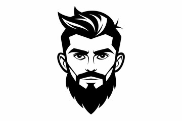 hipster man head line art silhouette vector illustration