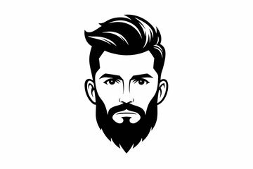 hipster man head line art silhouette vector illustration