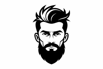 hipster man head line art silhouette vector illustration