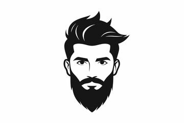 hipster man head line art silhouette vector illustration