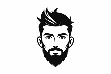 hipster man head line art silhouette vector illustration