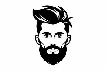 hipster man head line art silhouette vector illustration