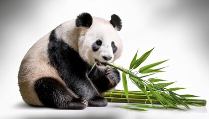 Naklejka premium giant panda eating bamboo