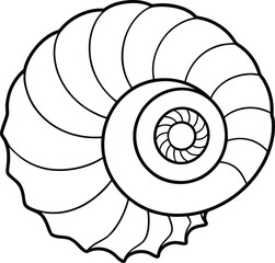 Spiral Seashell Icon Vector Illustration Line Art