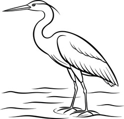 Majestic Heron in Quiet Waters Vector Illustration Design