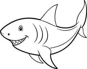 Shark-Themed Line Art in Stunning Vector Illustration Style