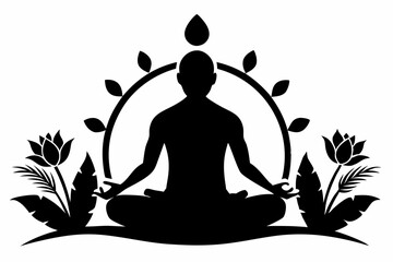 meditation practices line art silhouette vector illustration