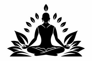meditation practices line art silhouette vector illustration