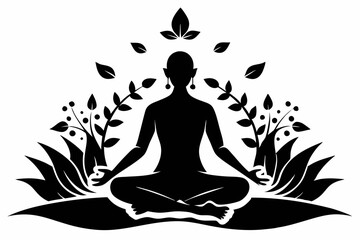 meditation practices line art silhouette vector illustration