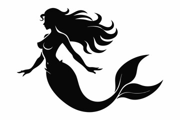 mermaid line art silhouette vector illustration