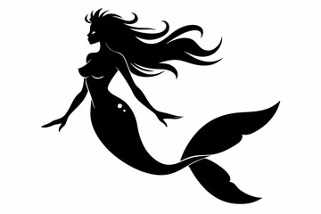 mermaid line art silhouette vector illustration