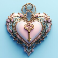 Heart-shaped locket with opaline and gold filigree