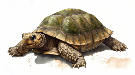 Obraz premium Tortoise with white background. Carapace. Illustration
