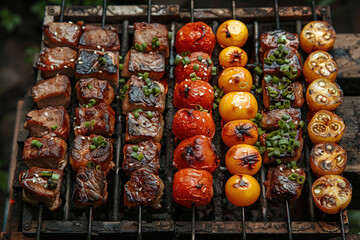 grilled meat and vegetables 