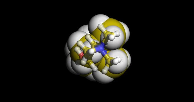 Choline, Essential nutrient, nutraceutical, 3D molecule spinning 4K