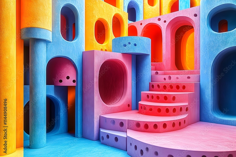 Aufkleber boundless creativity a vibrant digital playground of abstract shapes and vivid colors showcasing the