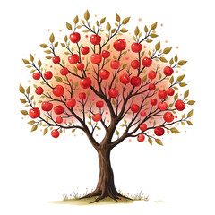 Fototapeta premium Watercolor apple tree illustration