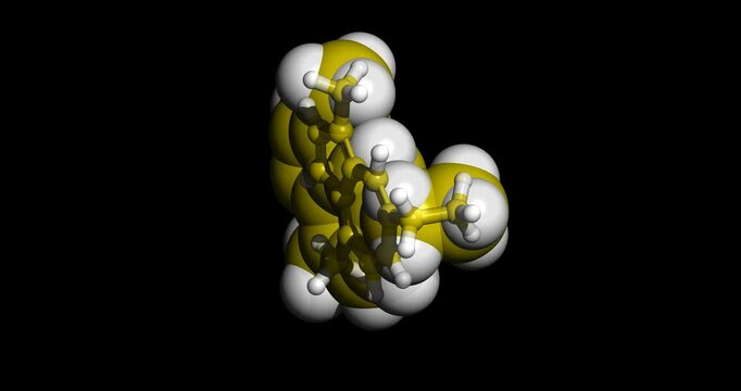 Chamazulene, antioxidant/nutraceutical found in chamomile, 3D molecule spinning, 4K