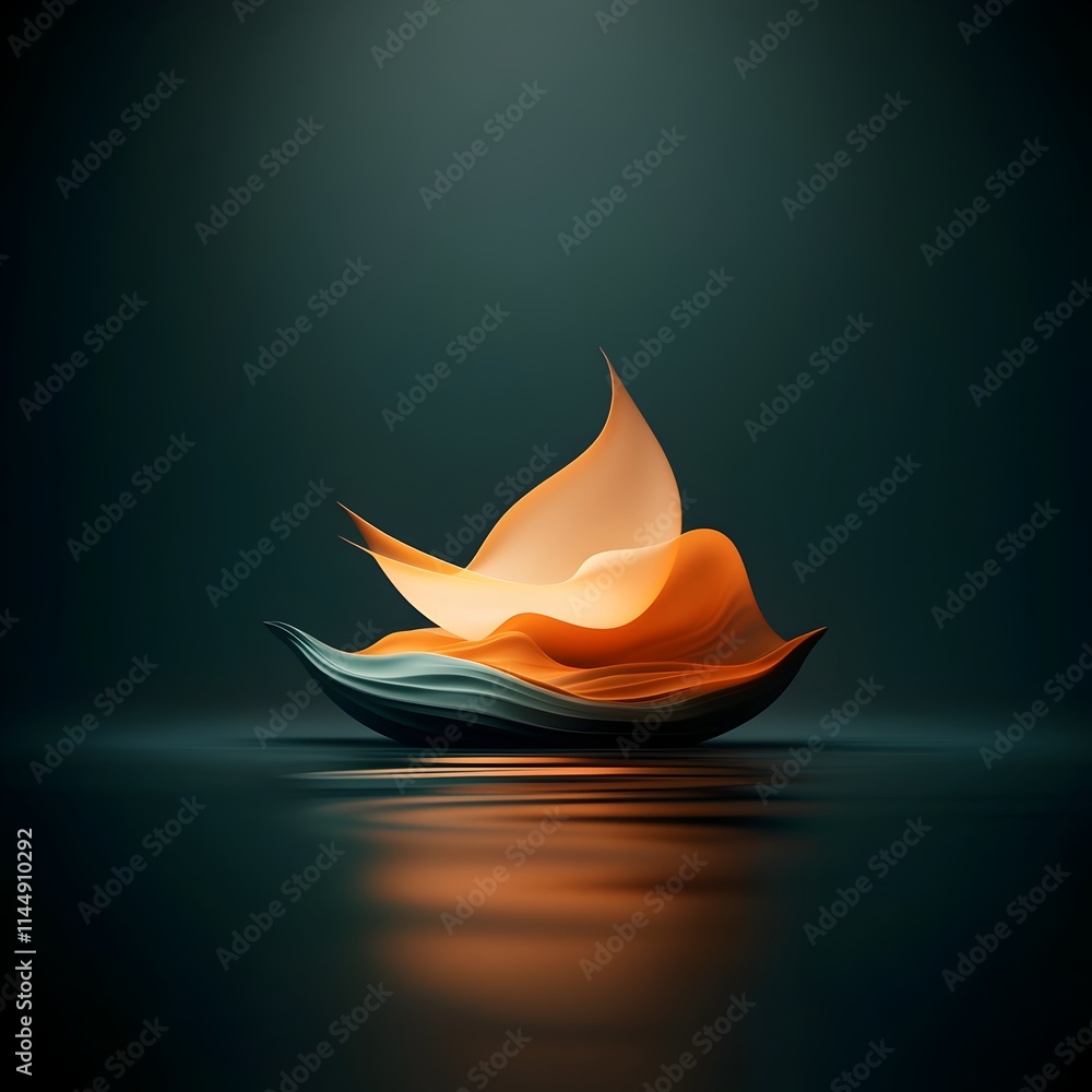 Poster Prismatic and Luminous Wave Flowing Across a Serene Surface with Captivating Kaleidoscopic Patterns and Refractions in a Minimalist Coastal Aesthetic