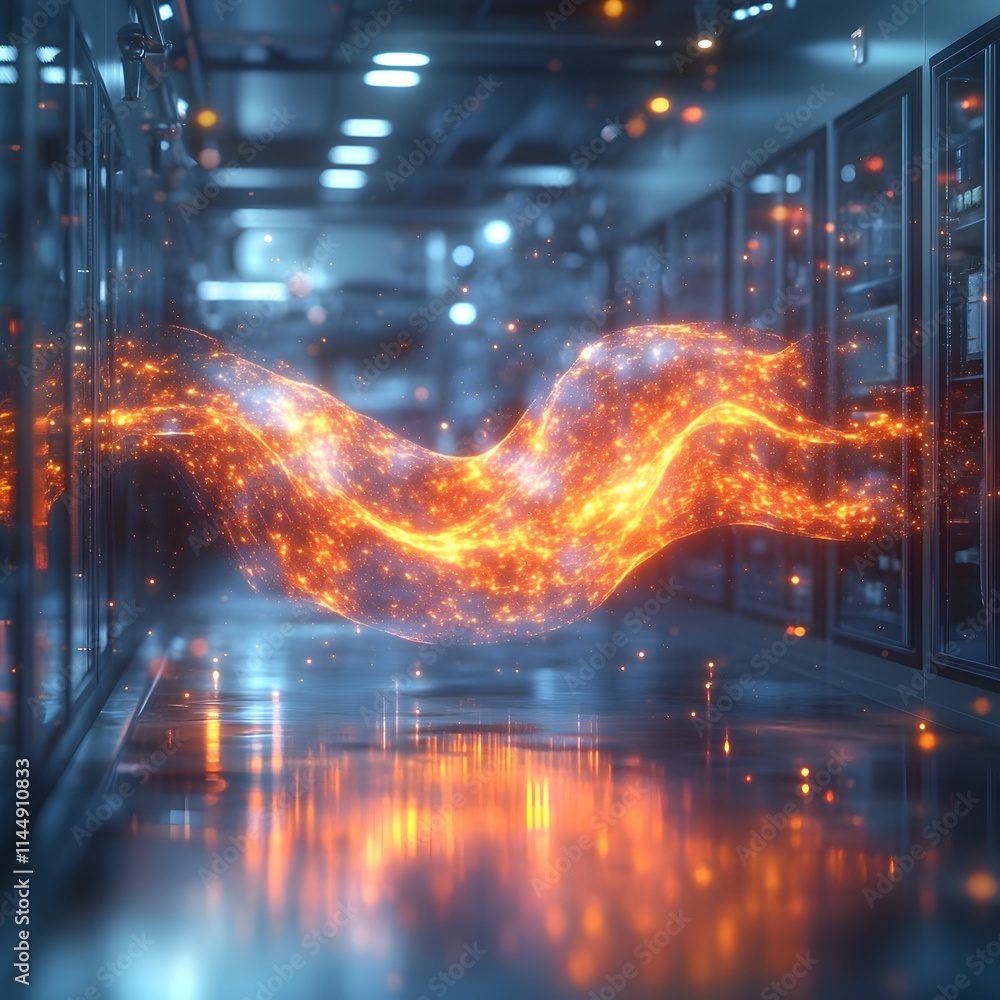 Poster captivating animation depicting a wave packet undergoing absorption and emission at certain frequenc