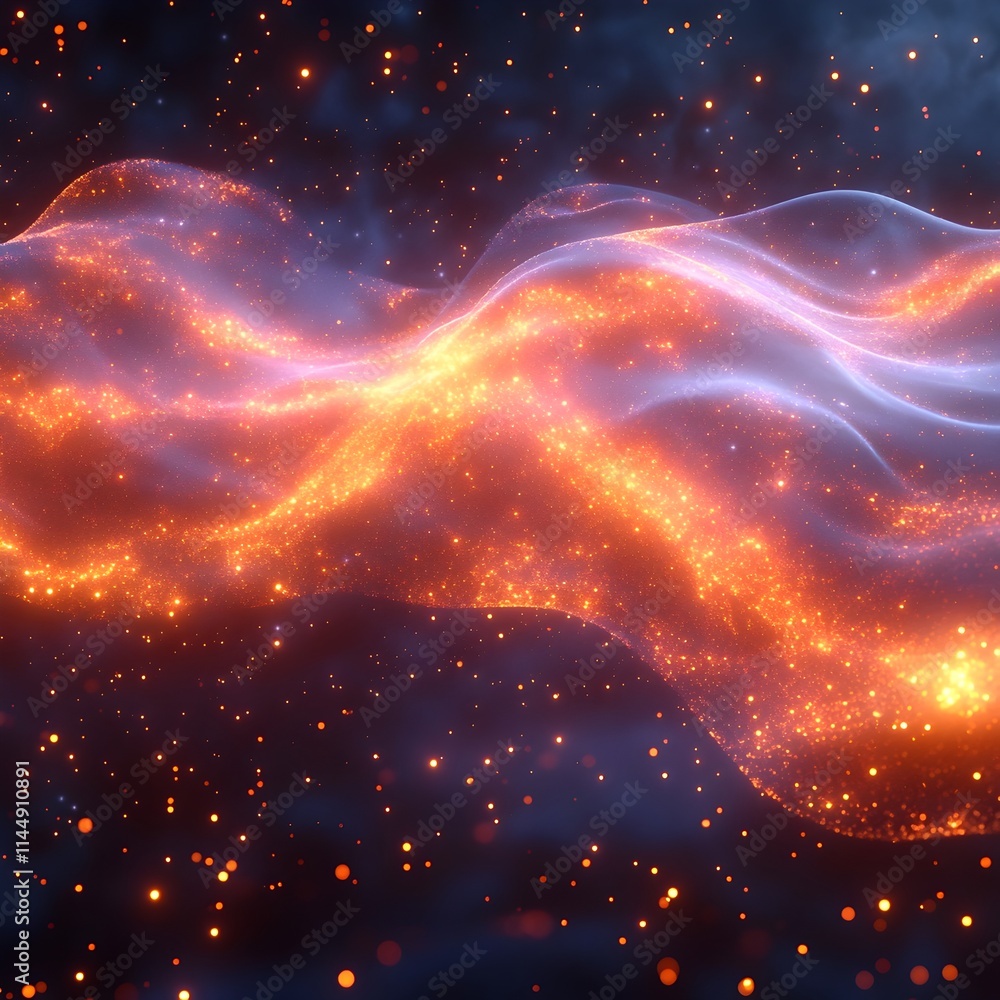 Poster captivating cgi visualization of a wave packet undergoing absorption and emission at certain frequen