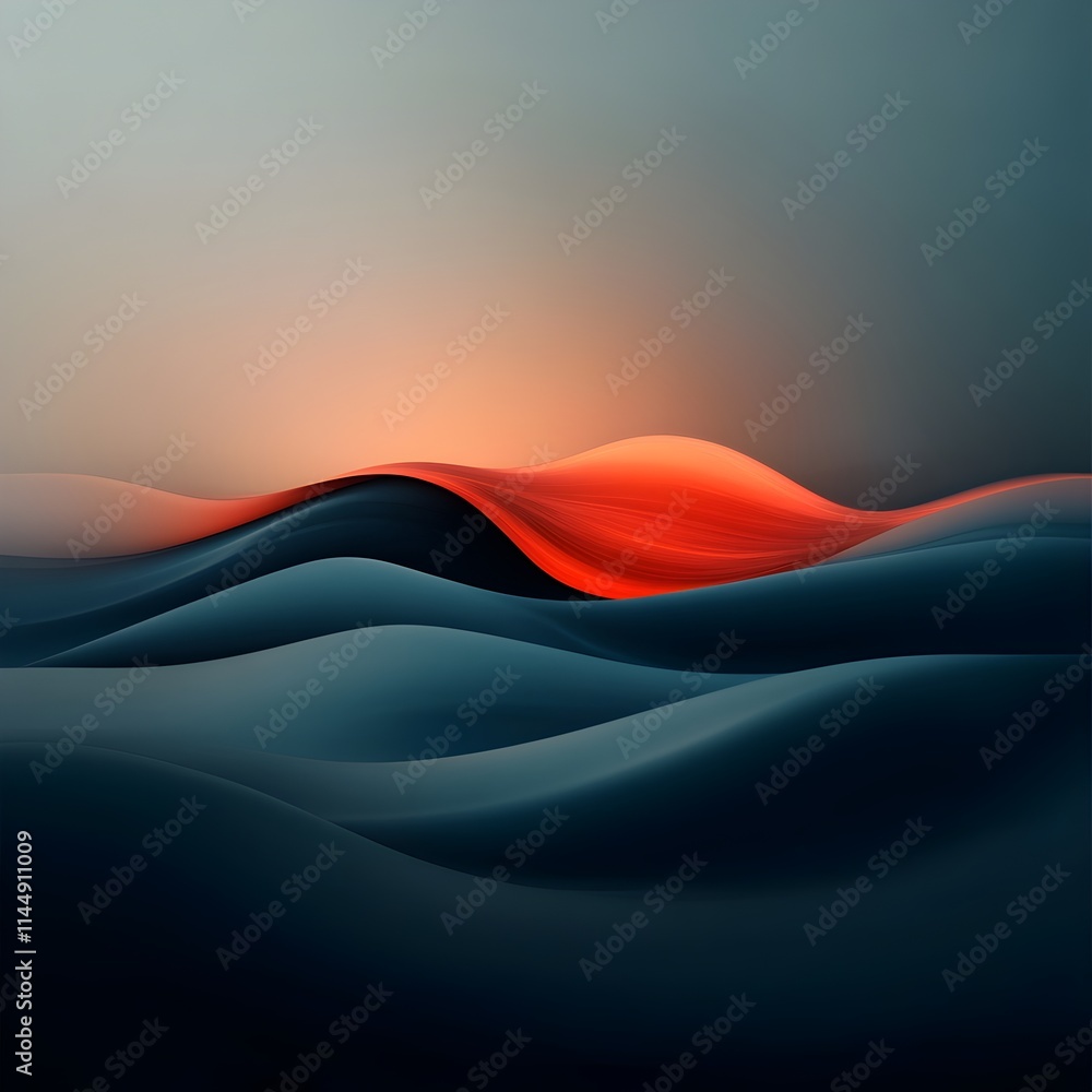 Poster mesmerizing abstract animation depicting a harmonious wave packet pulsing through a tranquil luminou