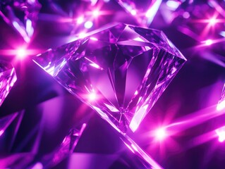 Shiny Purple Diamonds on Black Background
