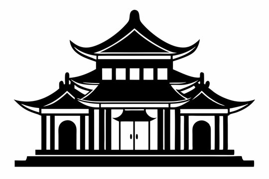 black pagoda building on white background clip art preview
