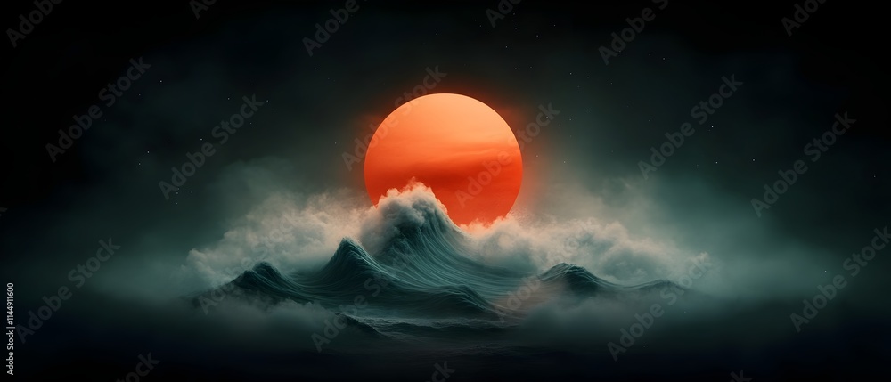 Poster a striking captivating animation showcasing a dynamic wave packet rippling through an expansive atmo