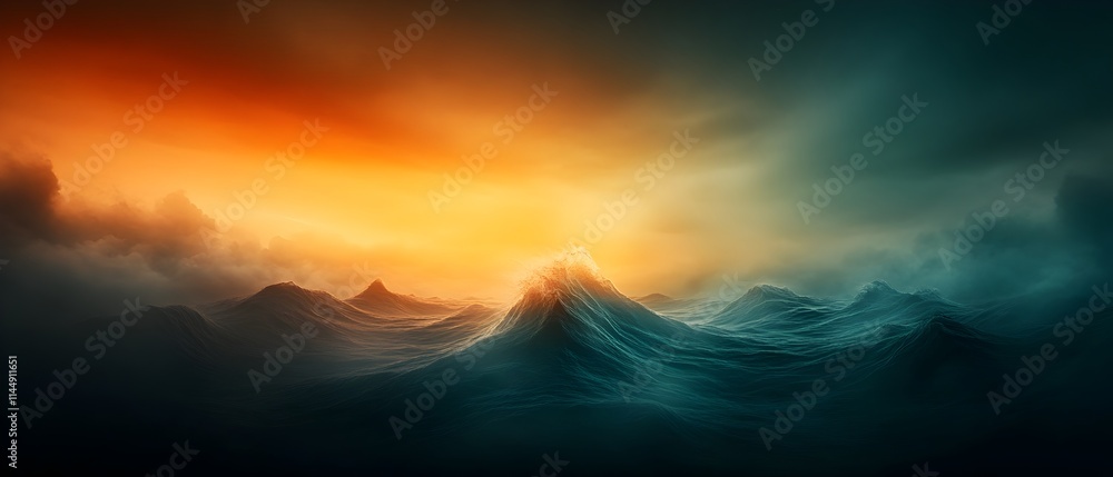 Poster captivating wave packet animation showcasing dynamic hypnotic oscillations rippling through an expan