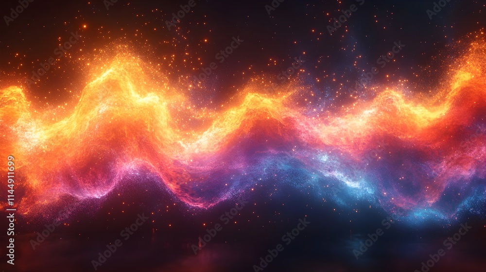 Poster mesmerizing wave packet scattering animation vibrant digital art visualizing quantum mechanics pheno